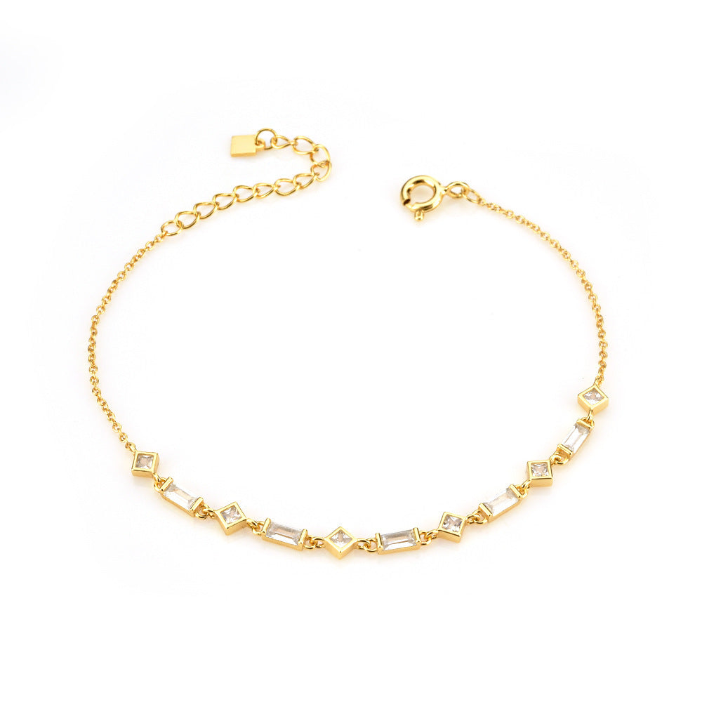 Armband Stitching Stone/Edge Guld/Vit Ab