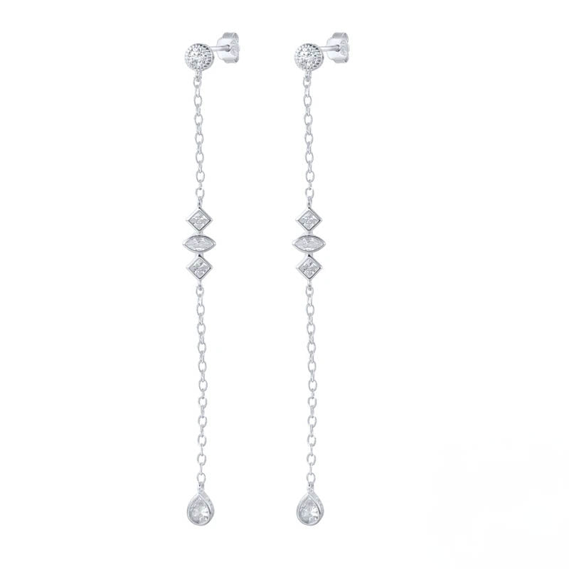 Örhängen Line Long Tassel/Edge Silver Er